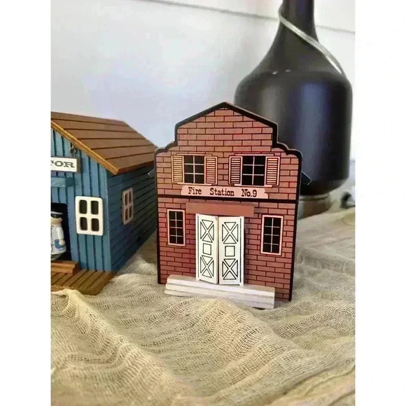 1980s Chinese Craftsmen wood shop music box Christmas decor‎ house village town - Picture 6 of 10